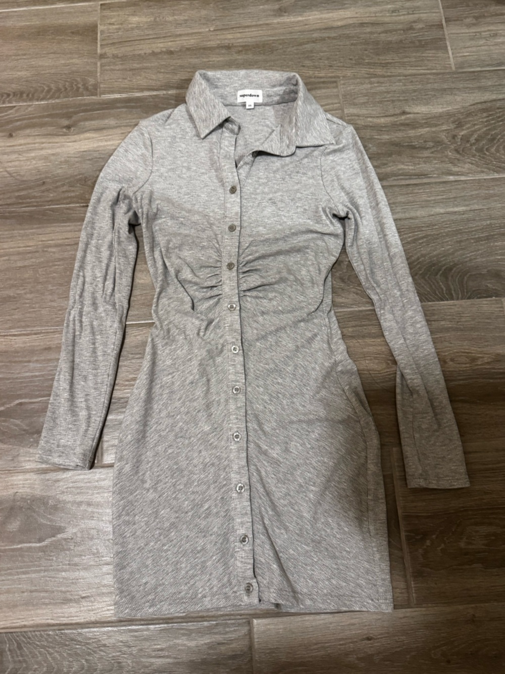 Heather Gray Button-Front Body con Shirt Dress - Women